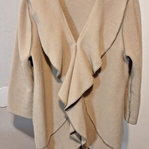 Beige Open Front Cardigan